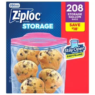 ZIPLOC GALLON 208 BAGS
