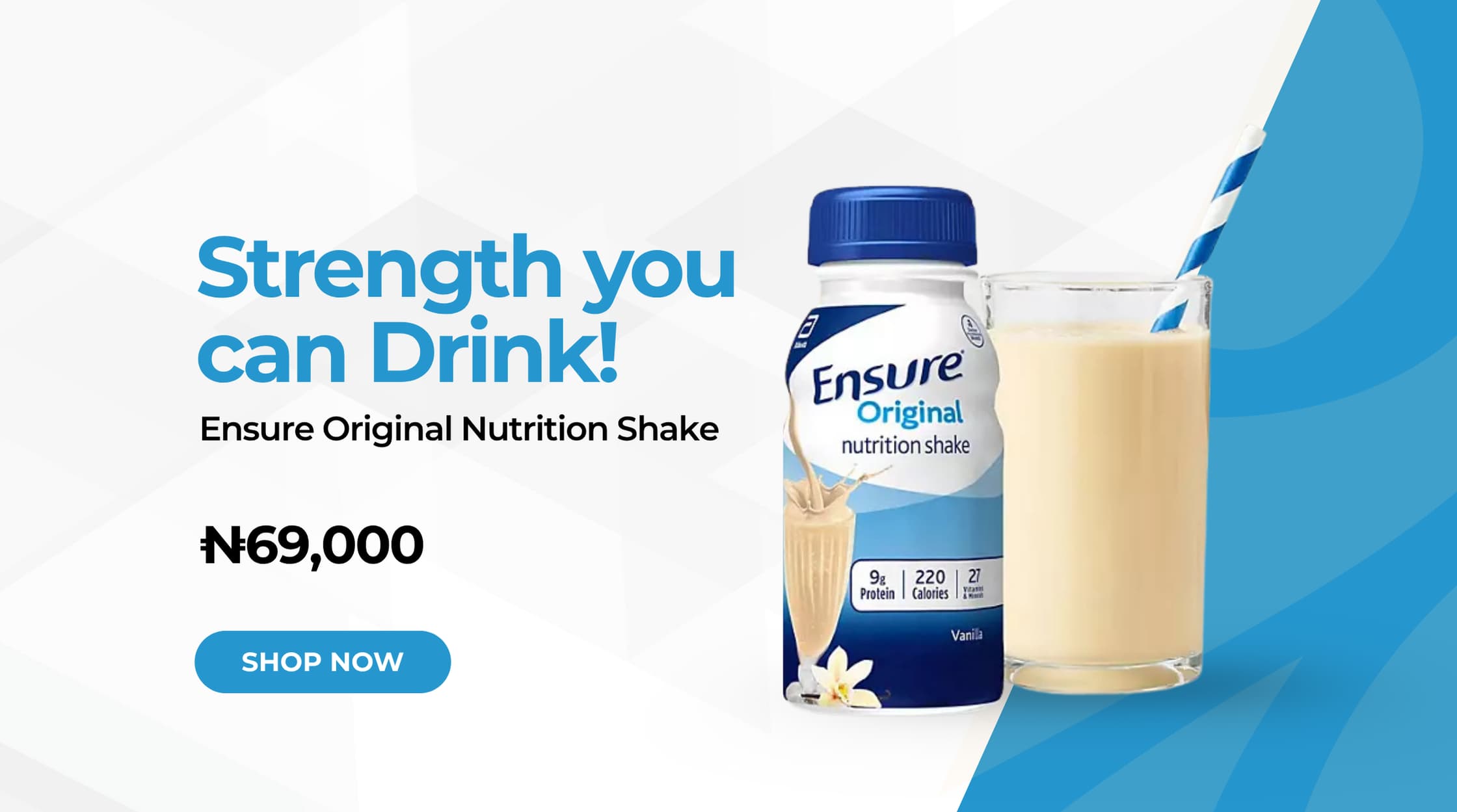 ENSURE ORIGINAL NUTRITION SHAKE, VANILLA, 8 FL OZ